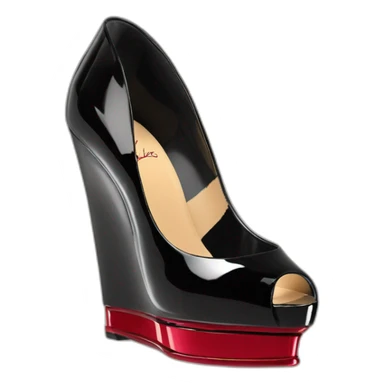 One WEDGE heel LOUBOUTIN black PATENT sticker