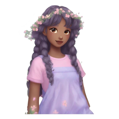 Dreamy pretty shiny colorful girl in nature pastelcore kawaii aesthetic sticker