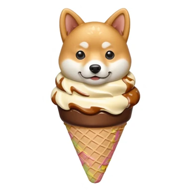 Shiba Jasper chocolate vanilla swirl ice cream cone sticker