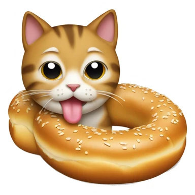 Cat eating a bagel sticker