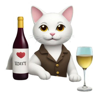 cat drinking wine by a lake sticker