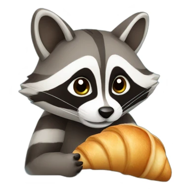 Raccoon eating a croissant sticker