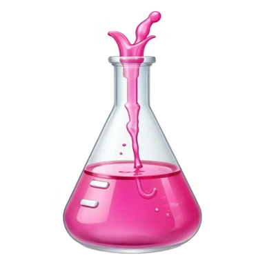 Miniatura de un frasco de laboratorio o un tubo de ensayo elegante con un líquido rosa vibrante, sobre una superficie de mármol. Iluminación de estudio. Estilo sofisticado sticker