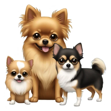 black/tan pomeranian best friends with 2 chihuhuas sticker