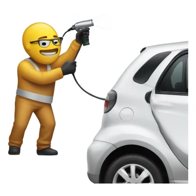 Man spray painting a car sticker