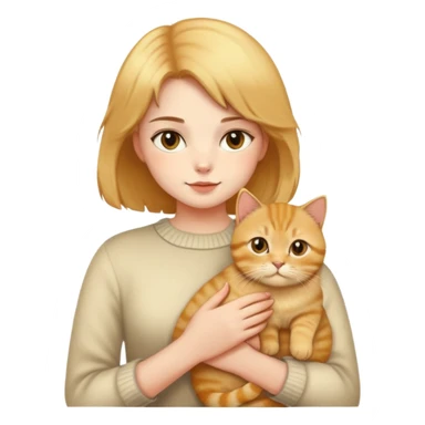 a girl holding the golden british short hair sticker