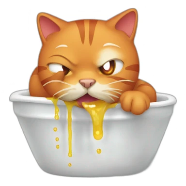 a red cat vomiting sticker