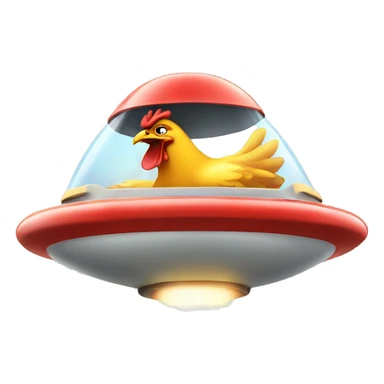 angry chicken driving in flying saucer sticker