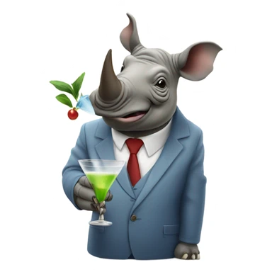 Rhino drinking a martini sticker