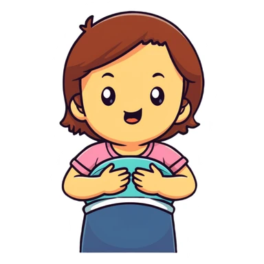 girl grimacing with stomach pain, constipation, uncomfortable expression sticker