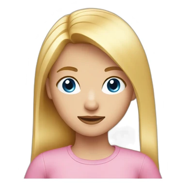 Blond girl with blue eyes and a pink shirt, straight hair sticker