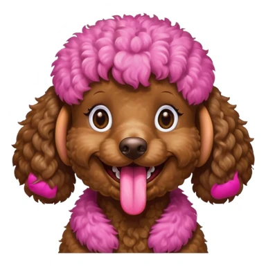 Brown poodle, curly fur, grinning happily
 sticker