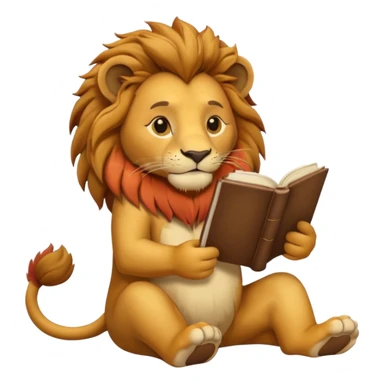 lion reading a book sticker