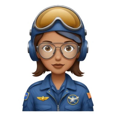 A female pilot with medium skin and tied-back brown hair sticker