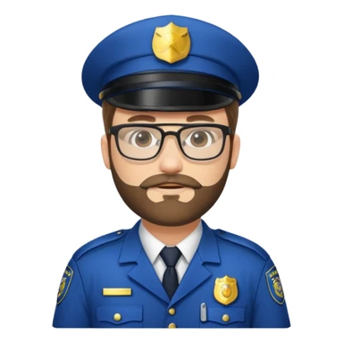 Police officer with glasses and beards(white uniform) sticker