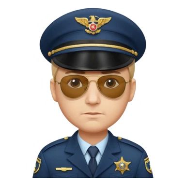 Officer with peaked cap + aviator sunglasses sticker