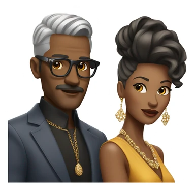 stylish man and women with earrings sticker
