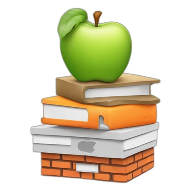 stack of macbook on top of apple on top of orange on top of brick on top of lizard on top of bird sticker