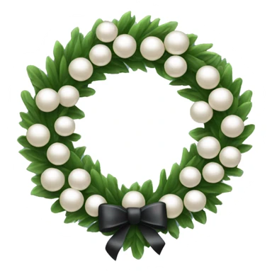 A Christmas wreath designed like a circle of pearls with a tiny blackbow. sticker