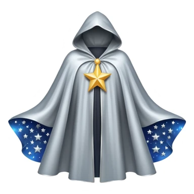a fantasy  magic, silver color with star pattern cloak sticker
