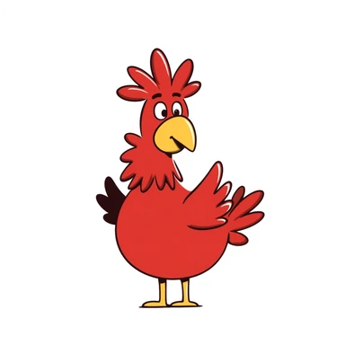 Red chocobo from Final Fantasy, large red bird-like mount with yellow beak sticker