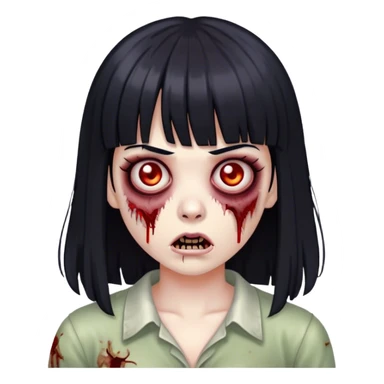 zombie with black hair and bangs sticker