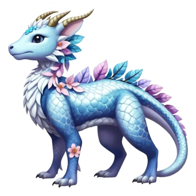 Shiny Glossy Pastel Light Divine Reptilian Draconian Furry Scaly Hairy Feathery Bovine Goated Feline Beautiful Floral Snowy Pretty Absol-Amaura-Suicune-Cobalion-fusion, full body sticker