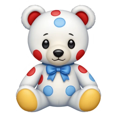 White teddy bear with blue, red and yellow spots sticker