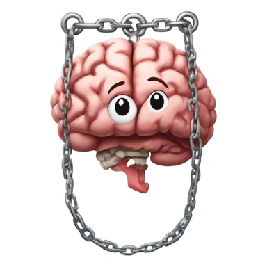 Brain bound in chains and heart locket sticker