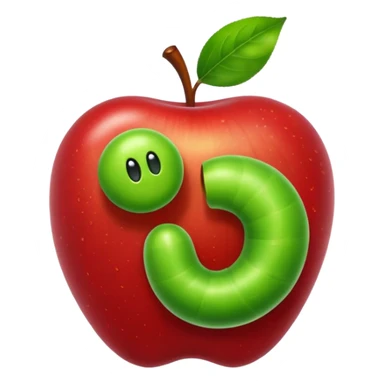worm, apple sticker