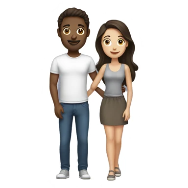 Brunette couple. Man and woman  sticker