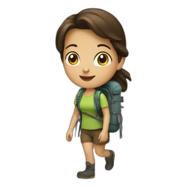 Brunette girl goes trekking sticker
