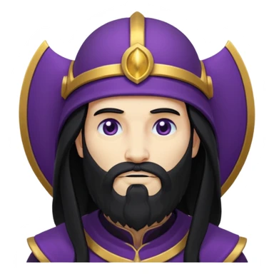 Pluto, God of Death from Gods and Goddesses with long black hair and beard, deep purple outfit sticker