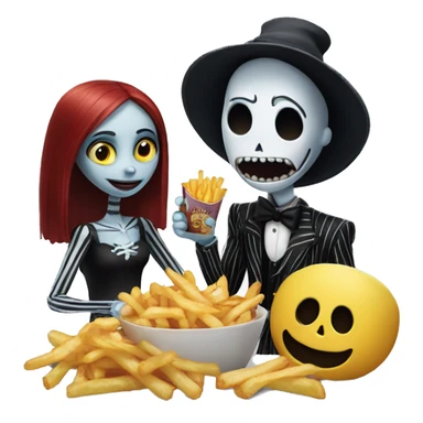 Jack and sally eating fries sticker