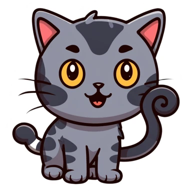 cute playful cat with big eyes sticker