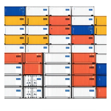 Stack of shipping containers at a port, multicolored cargo boxes sticker