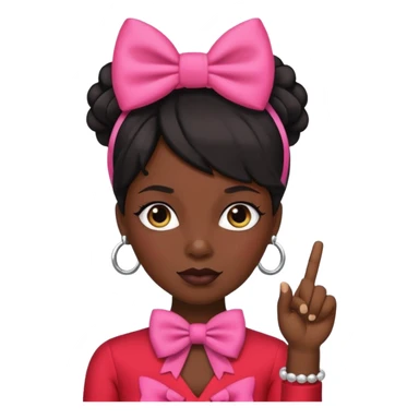 A diva with pookie bow on the top left side with clockit finger sticker