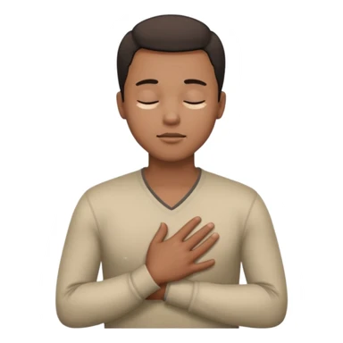 una mano en pecho ojos cerrados hombre multirracial sticker