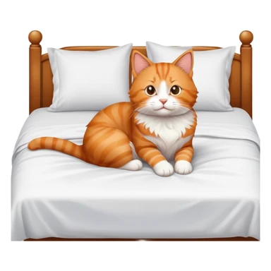 cat sitting on a bed sticker