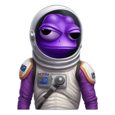 purple colour pepe frog using astronout costume with "LFG" text sticker