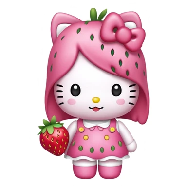 strawberry held by hello kitty sticker