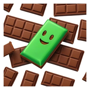 Chocolate bar with green stuff inside sticker