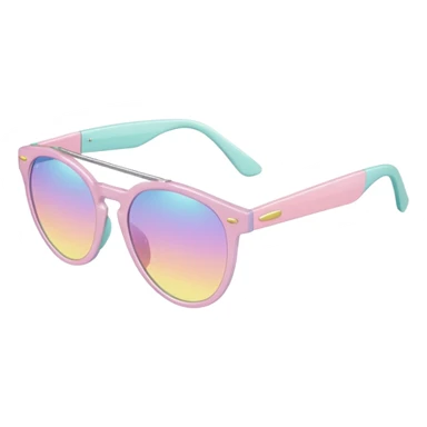 A colorful pair of Pastel sunglasses (aesthetic, loose object, apparel), seen from the side, 3/4 angle sticker