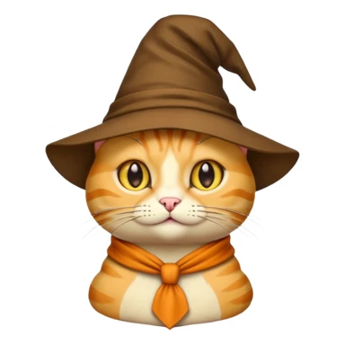 Yellow cat emoji wearing a sorting hat sticker
