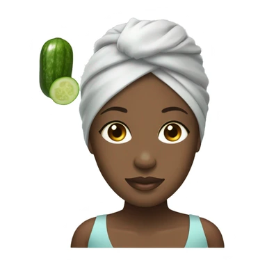 black girl with spa wrap on head and cucumbers on eyes sticker