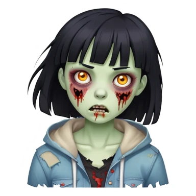 zoombie girl with black hair bangs  sticker