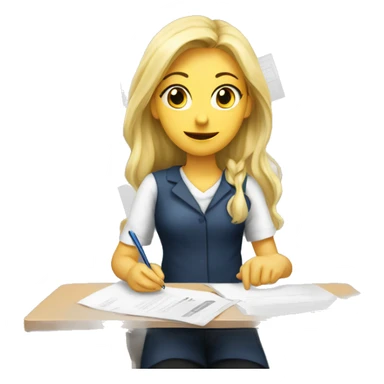 Blonde girl exam papers sticker