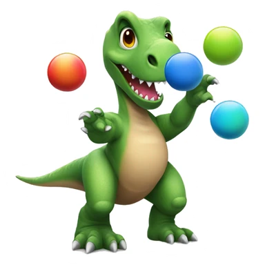 dinosaur juggles colorful balls sticker