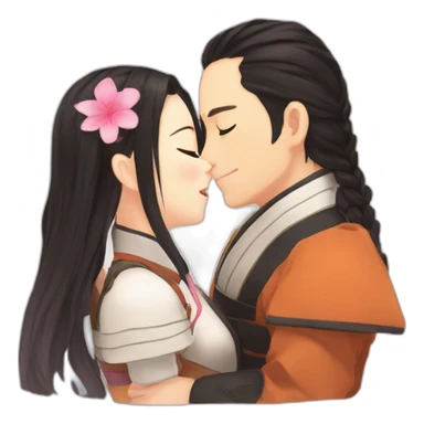 Zenitsu kissing Nezuko sticker