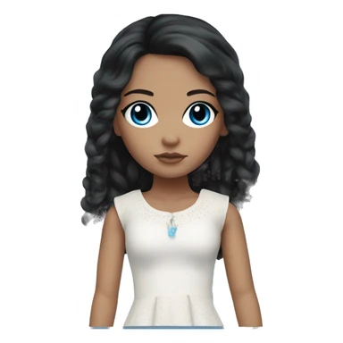 ocean brown doll eyes, black hair, feminine, blue, girl, angelic sticker